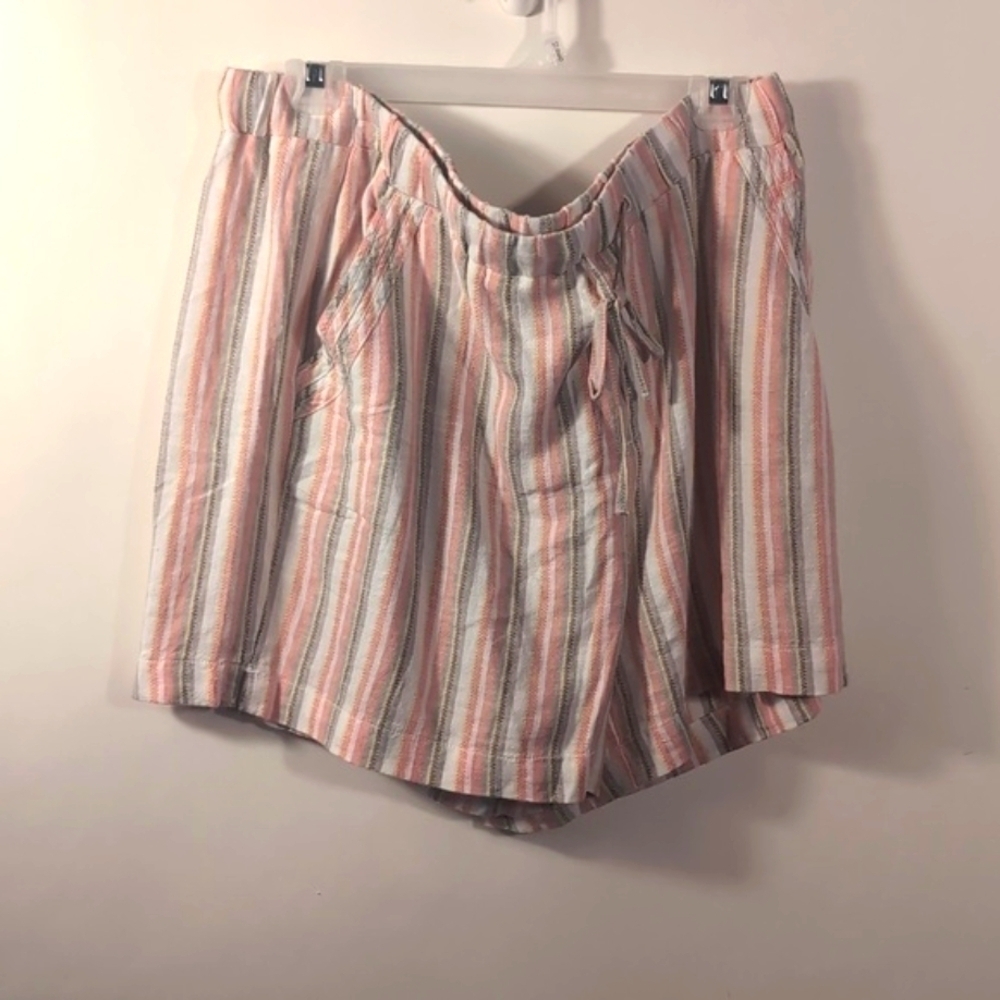 Briggs linen short Pink and gray stripes Size XL New with tags